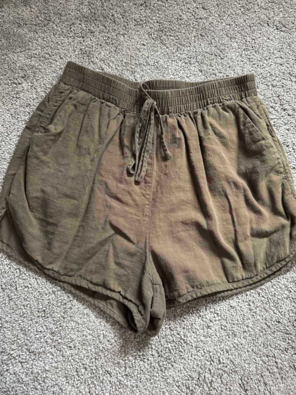 SHEIN Olive High-Waist Drawstring Shorts
